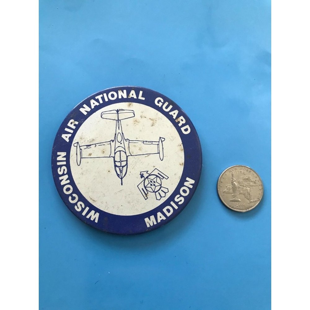 Vintage Wisconsin Air National Guard Madison Pinback Pin Button Aircraft Plane